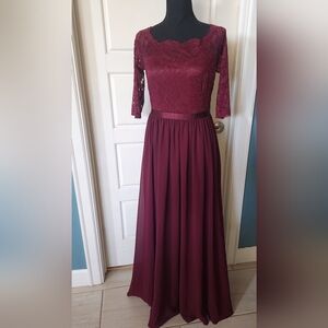MUADRESS Lace Chiffon Bridesmaid Dress Off Shoulder Formal Evening Gowns